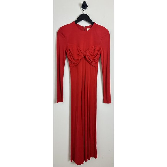 FARM Rio Twisted Jersey Midi Dress in Red Size X-Small - Picture 2 of 9